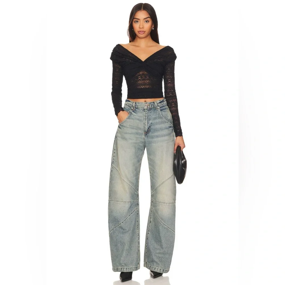 🌻🆕FREE PEOPLE Hold Me Closer Top Black-Size Medium - Picture 9 of 13